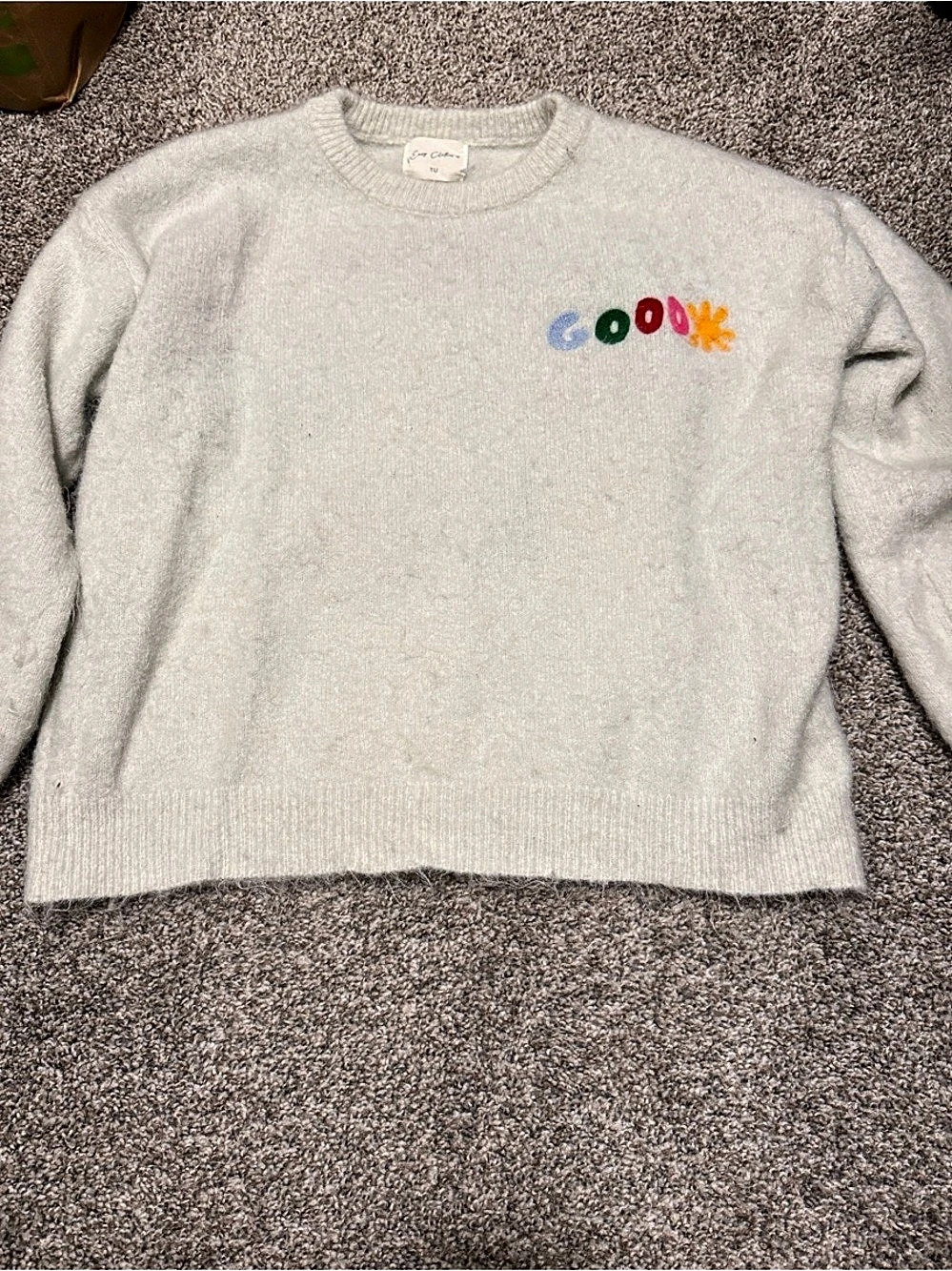 Easy Clothes Kids Faded White Graphic Sweater Size M